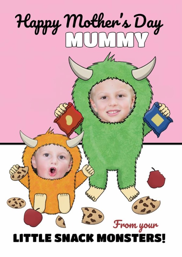 Cute Mother's Day Photo Card - From The Kids - From Her Little Snack Monsters created by @Cupsie's Creations