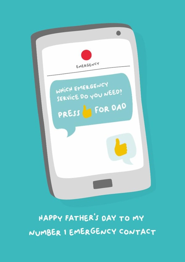 Fun Father's Day Card - Number 1 Emergency Contact - Phone created by PaperJam Print Co.