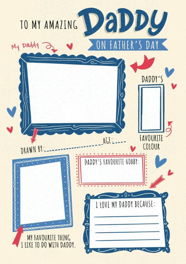 Classic Father's Day Card - For Daddy - From Kids created by Dalia Clark Design