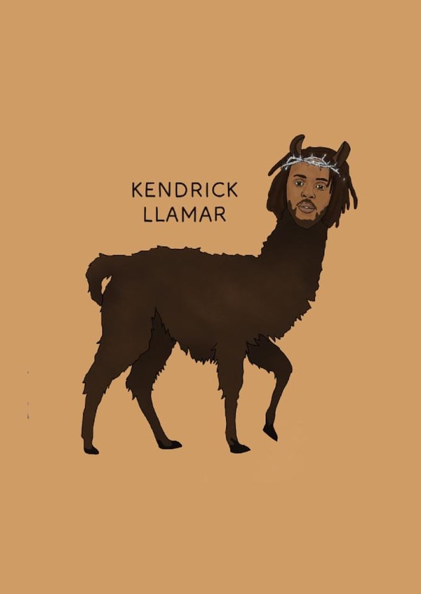 Funny Birthday/Just Because Card - Kendrick Lamar - Kendrick Llamar created by Chloë Langer