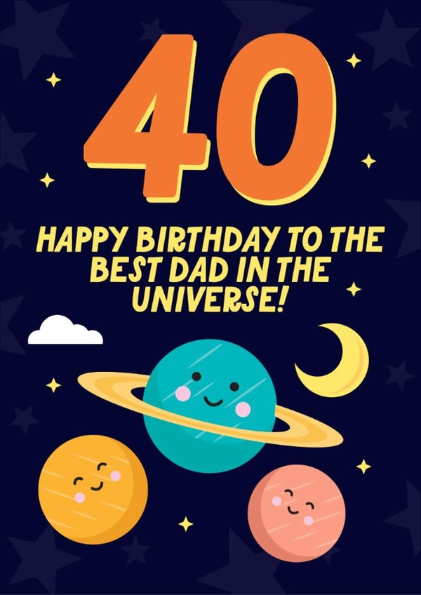 Cute 40th Birthday Card - For Dad - From The Kids created by Blush & Blossom 