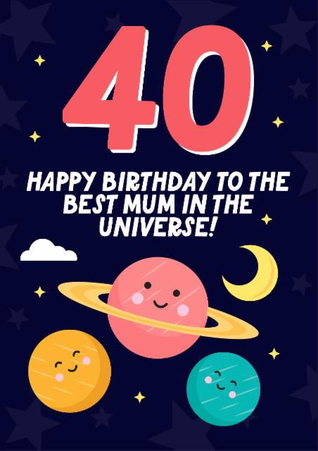 Universe mum 40th card card