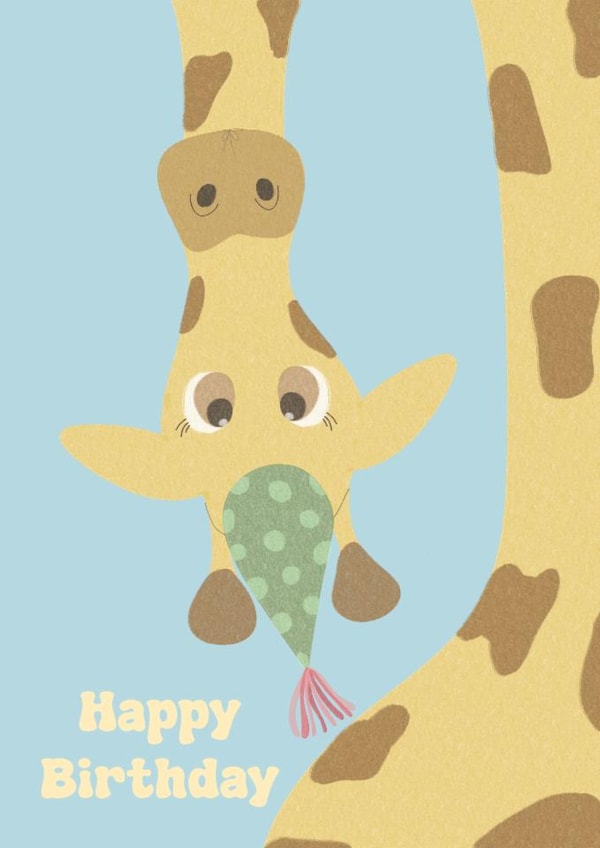 Cute party giraffe animal happy birthday celebration child created by Mim’s cards