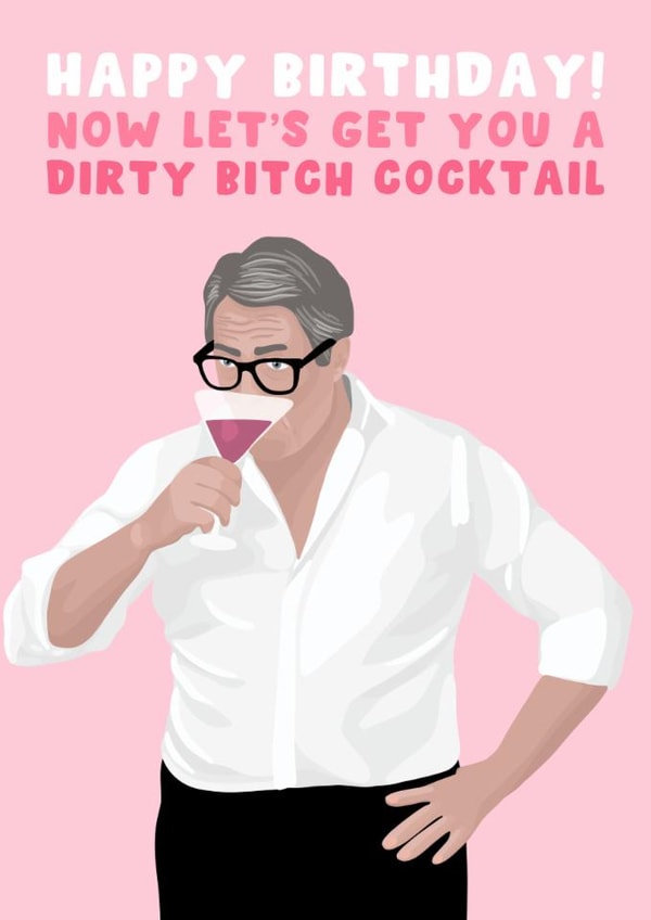 Funny Birthday Card - Bridget Jones - Hugh Grant - Dirty Cocktail created by Pink Peach Cards