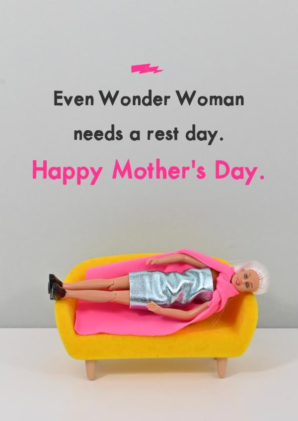 Fun Mothers Day Card - Wonder Woman - Rest Day created by Bold & Bright Cards