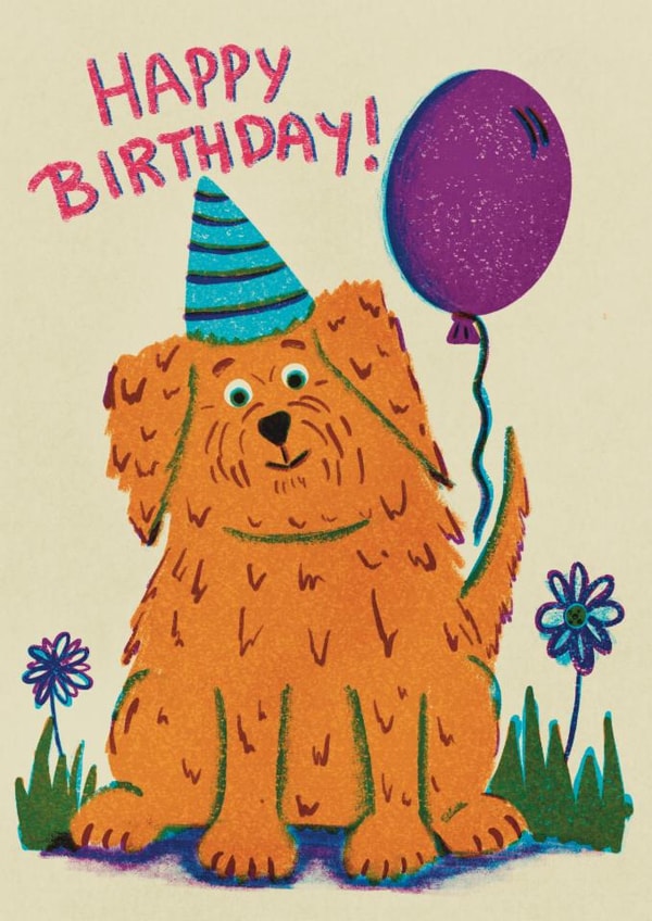 Cute Dog Birthday Card - Happy Birthday Dog - Balloon created by Stiffnees