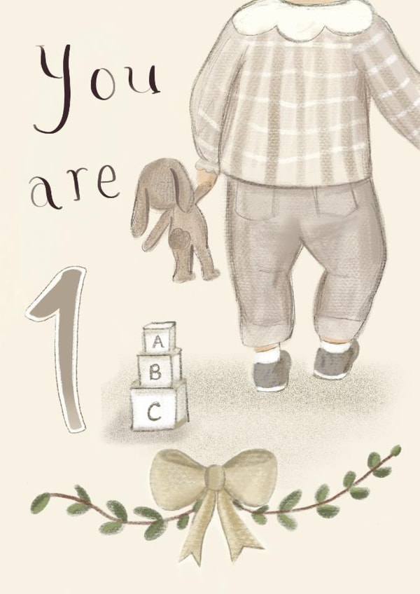 Cute 1st Birthday Card - You Are 1 - Teddy created by Love Lucy Illustration