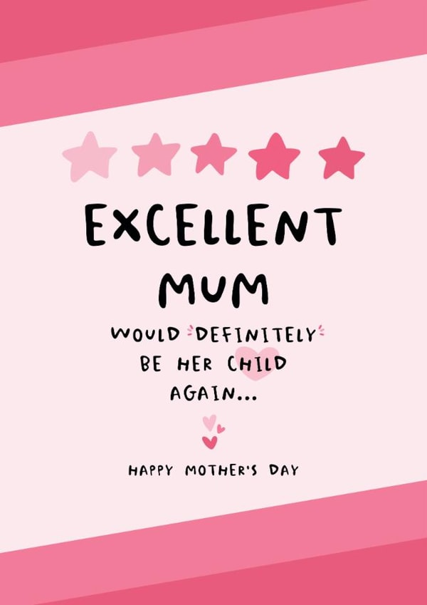 Funny Mother's Day Card - Excellent Mum - Five Star Rating created by Arrow Gift Co