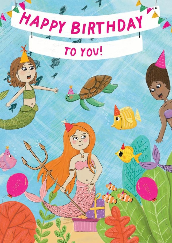 Cute Birthday Card - For Her - Mermaids created by Rebecca Grantham