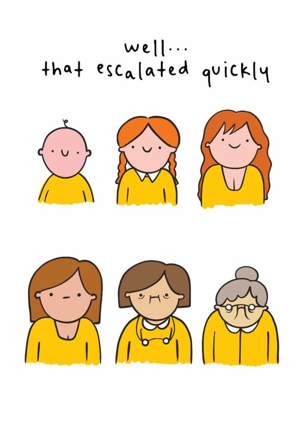 Funny Birthday Card - For Her - Well...That Escalated Quickly created by AbiGoLucky