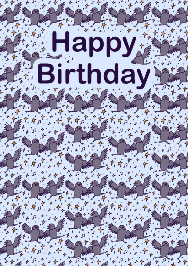 Quirky pair of dancing pothos birds - pattern - birthday card created by Weird Is The Best