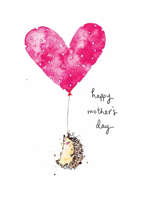 Cute Mother's Day Card - Hedgehog and Pink Balloon - Happy Mother's Day created by Louise Mulgrew