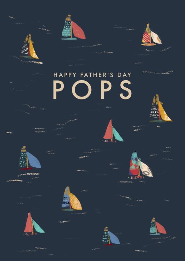Classic Father's Day Card - For Pops - Illustrated Boats created by Rebecca Prinn