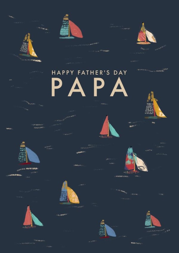 Classic Father's Day Card - For Papa - Illustrated Boats created by Rebecca Prinn