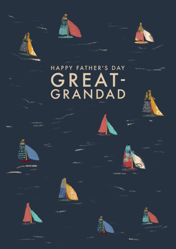 Classic Father's Day Card - For Great-Grandad - Illustrated Boats created by Rebecca Prinn