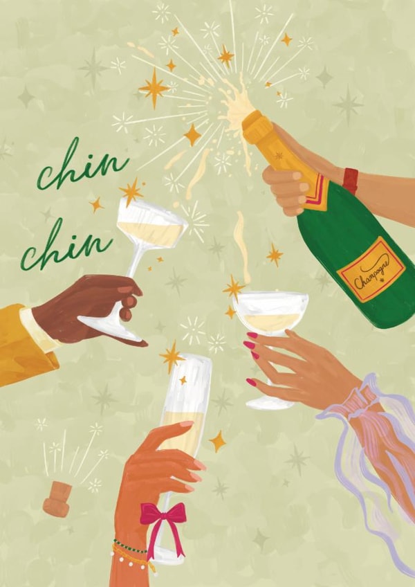 Classic Congratulations/Wedding - Chin Chin Champagne - Cheers created by Vero Illustrates