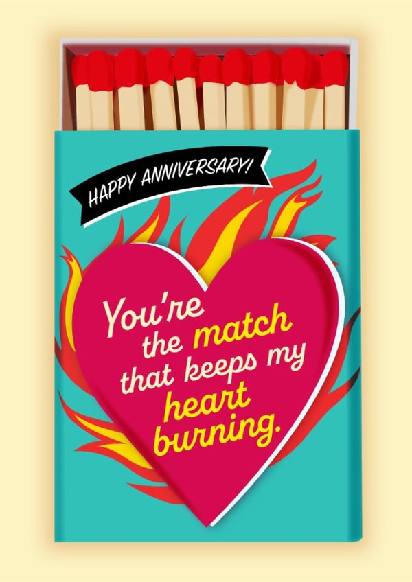 Modern Anniversary Card - Matchbox - Match That Keeps My Heart Burning created by TRICIA O