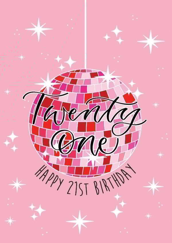 Pretty Birthday Card - 21st - Disco Ball created by The Amyverse