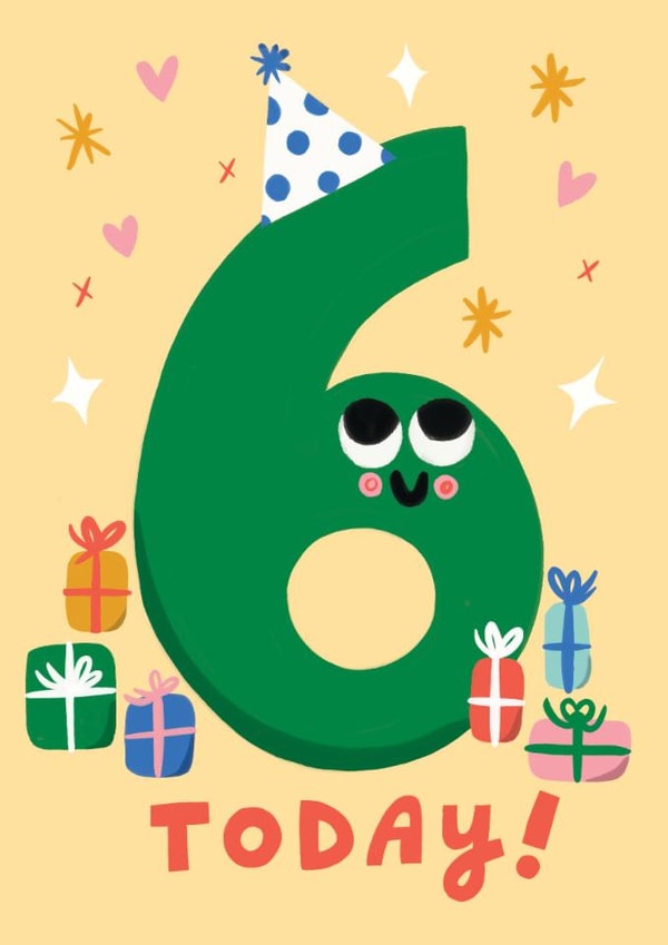 Cute Birthday Card - 6th - Party created by @AimeeStevens.Design