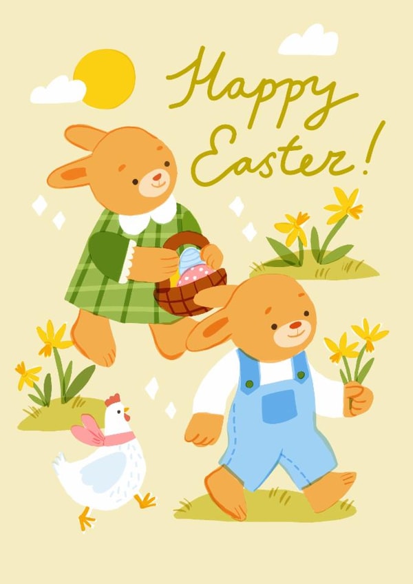 Cute Easter Card - Bunnies created by Olla