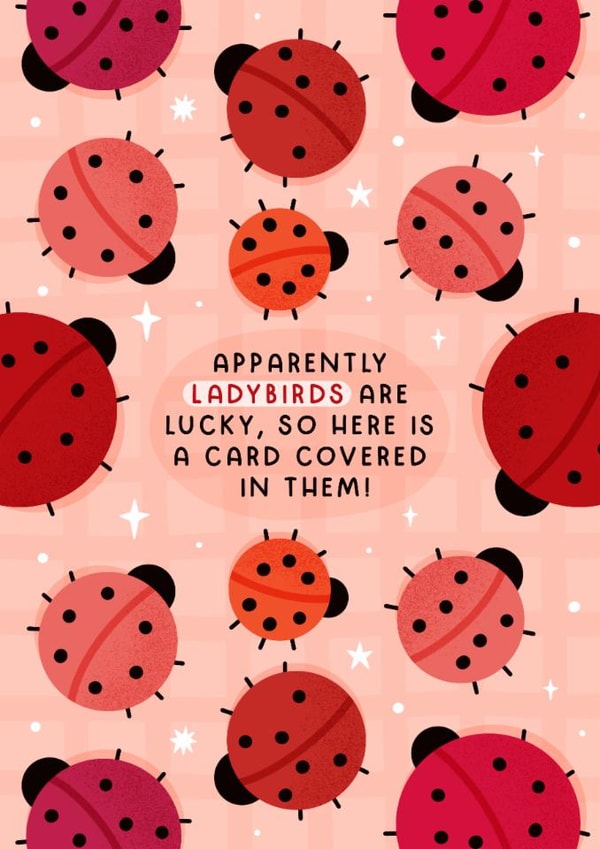 Cute Good Luck Card - Ladybirds - Lady Luck created by Joanne Hawker