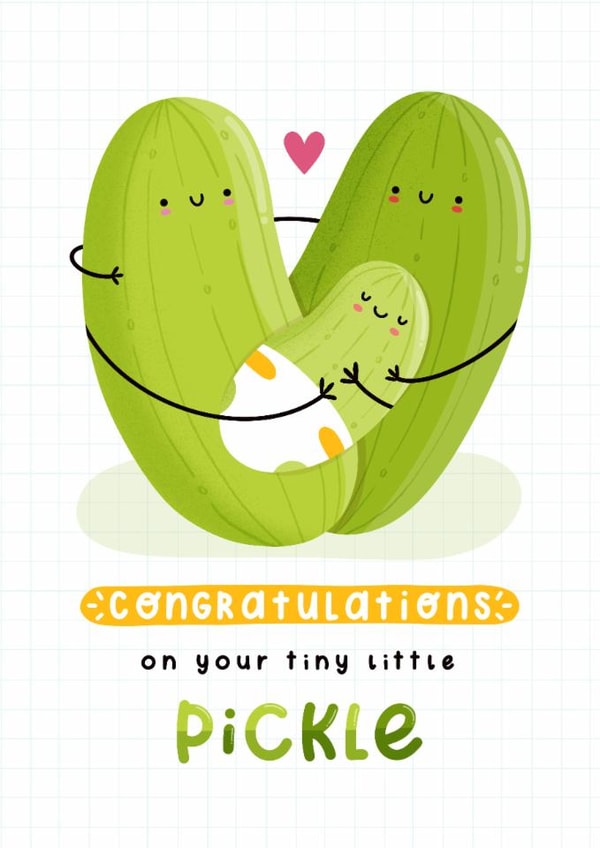 Cute New Baby Card - Tiny Pickle - Heart created by Joanne Hawker