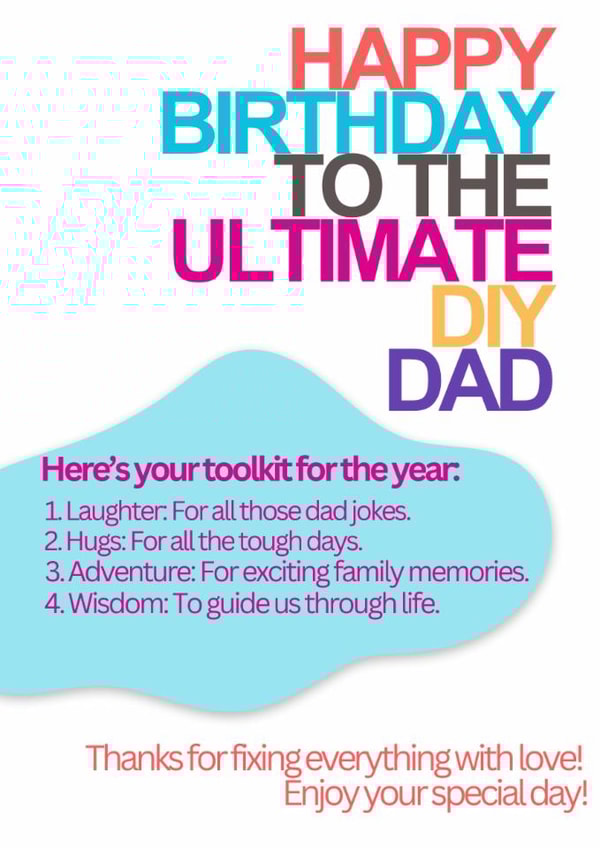 Cute birthday card for DIY Dad created by Ian Powell