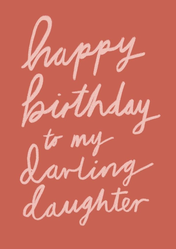 Classic Birthday Card - Darling Daughter - Typography created by ems le tocq