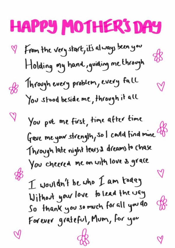 Cute heartfelt Mother’s Day card for the number one mum created by the.printclub