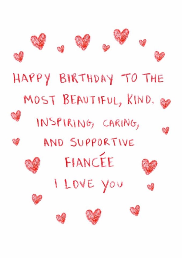 Heartfelt Birthday Card - For Fiancée - I Love You created by HCD Illustration