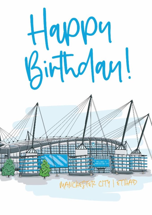 Fun Birthday Card - Manchester City - Etihad Stadium created by Moo & Snip
