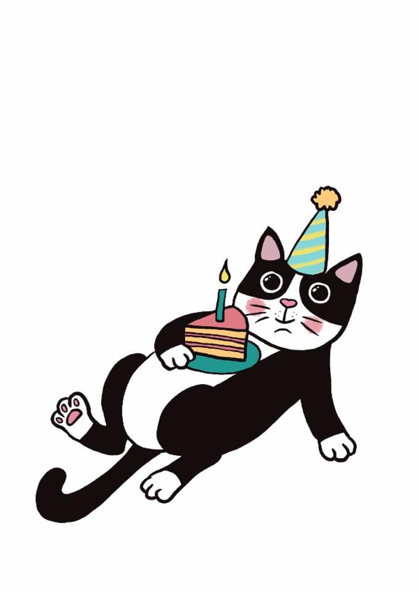 Cute Birthday Card - Cat With Cake created by Maria Myrkina