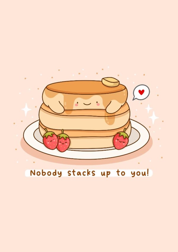 Cute Anniversary/Valentine's Day Card - Pancakes - Pancake Pun created by Rosalie Perl