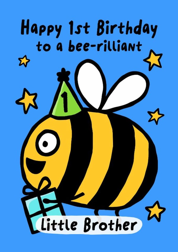 Cute Birthday Card - 1st - Brother - Bumble Bee created by Macie Dot Doodles