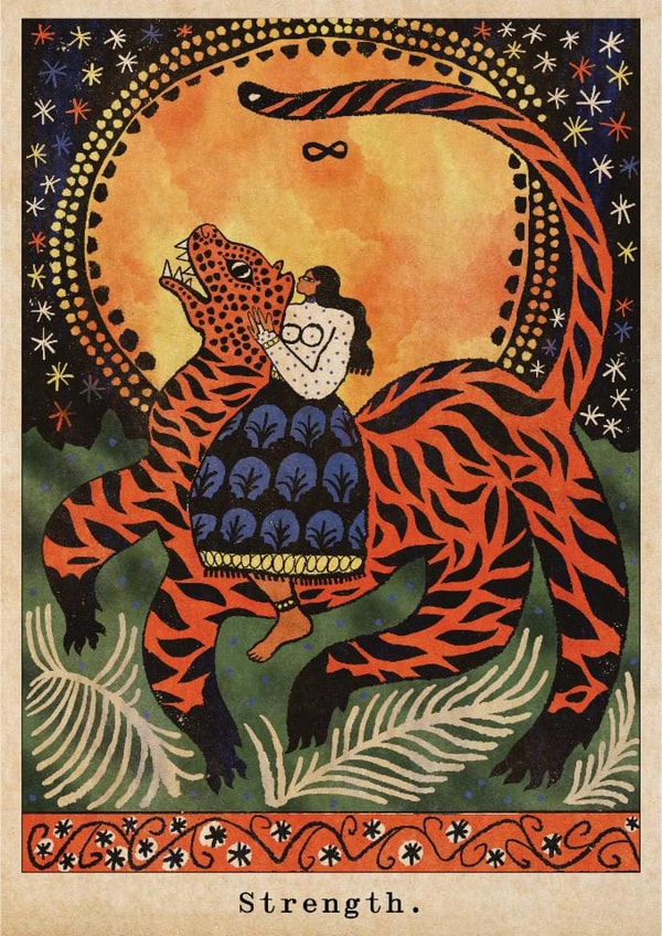 Arty Thinking Of You Card - Strength Tarot created by Enikő Eged