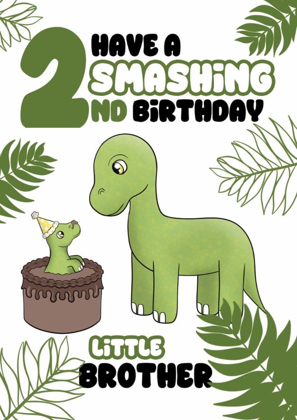 Cute 2nd Birthday Card - For A Little Brother - Dinosaurs created by @Cupsie's Creations