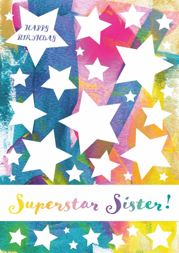 Classic Birthday Card - For Sister - Abstract Art And Stars created by size3art