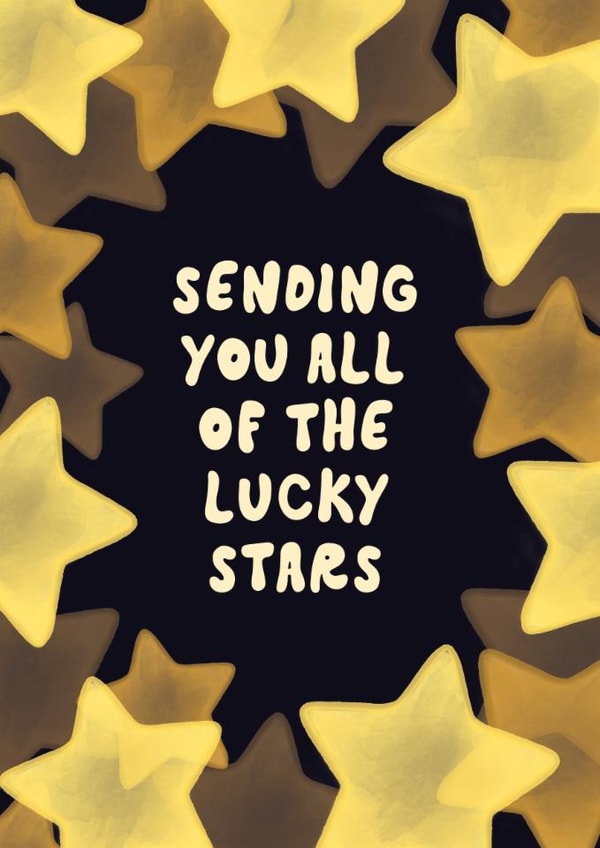 Fun Good Luck Card - Sending You All Of The Lucky Stars - Stars created by Bev O'Connor || @oconnordesign