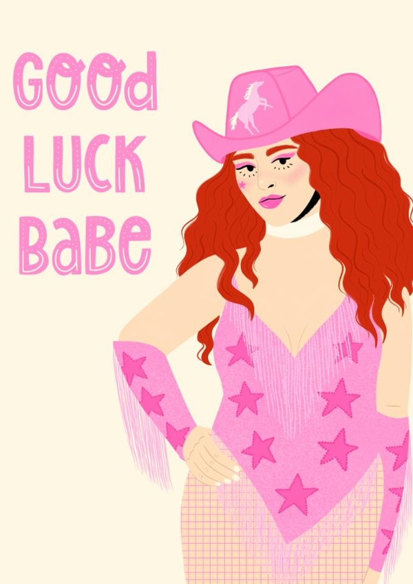 Whimsical good luck card for your bestie - Good Luck Babe created by Dani Law Art