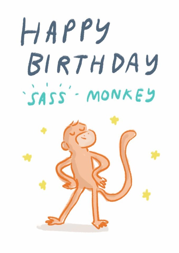 Cute Birthday Card - Sass Monkey - Stars created by Sarah Ray