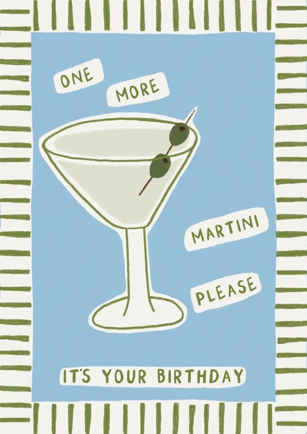 Classic Cocktail Birthday Card - Martini Alcohol Drink created by Rachel Jones