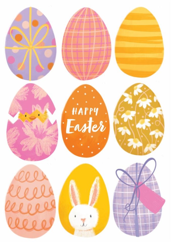 Cute Easter Card - Happy Easter - Easter Eggs created by Debbie Daley Illustrations