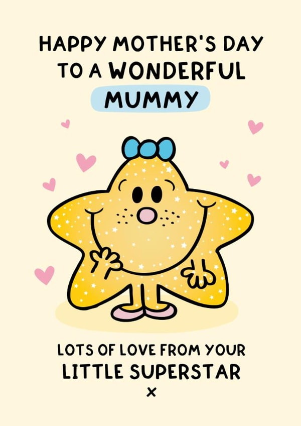 Cute Mother's Day Card - For Mummy - From Your Little Superstar created by Mr. Men