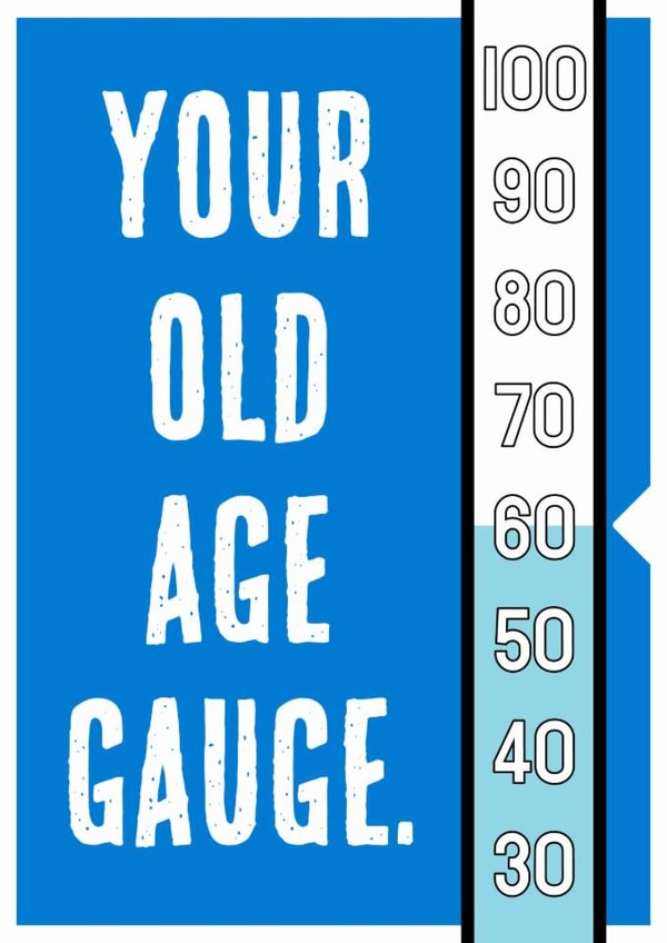 Funny Birthday Card - 60th - Old Age Gauge created by Nigel Sutherland