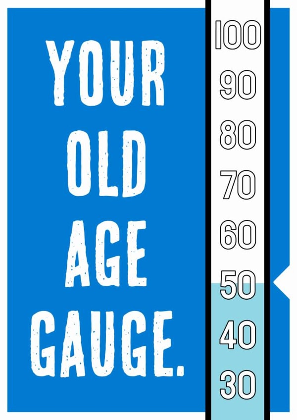 Funny Birthday Card - 50th - Old Age Gauge created by Nigel Sutherland