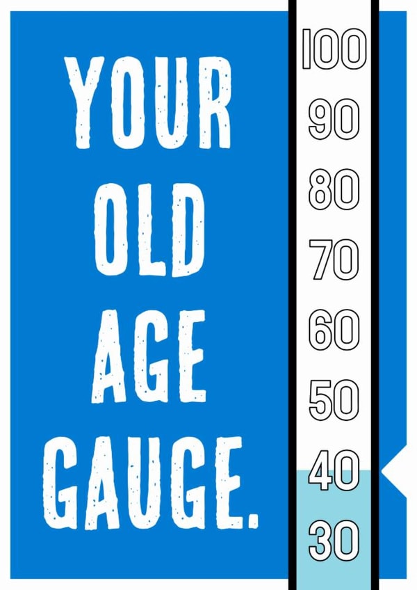 Funny Birthday Card - 40th - Old Age Gauge created by Nigel Sutherland