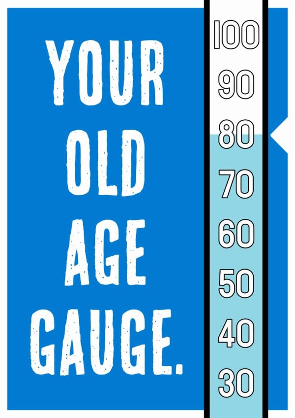 Funny Birthday Card - 80th - Old Age Gauge created by Nigel Sutherland