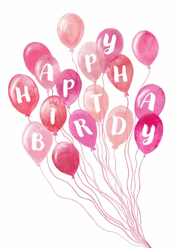Classic Birthday Card - Pink Balloons created by Paint to Paper Designs