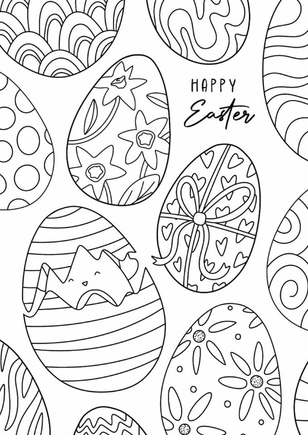 Cute Easter Card - Easter Eggs - Colouring In created by Debbie Daley Illustrations