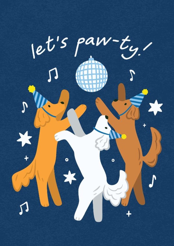 Cute Birthday Card - Dancing Dogs - Disco Ball created by Hello Elks